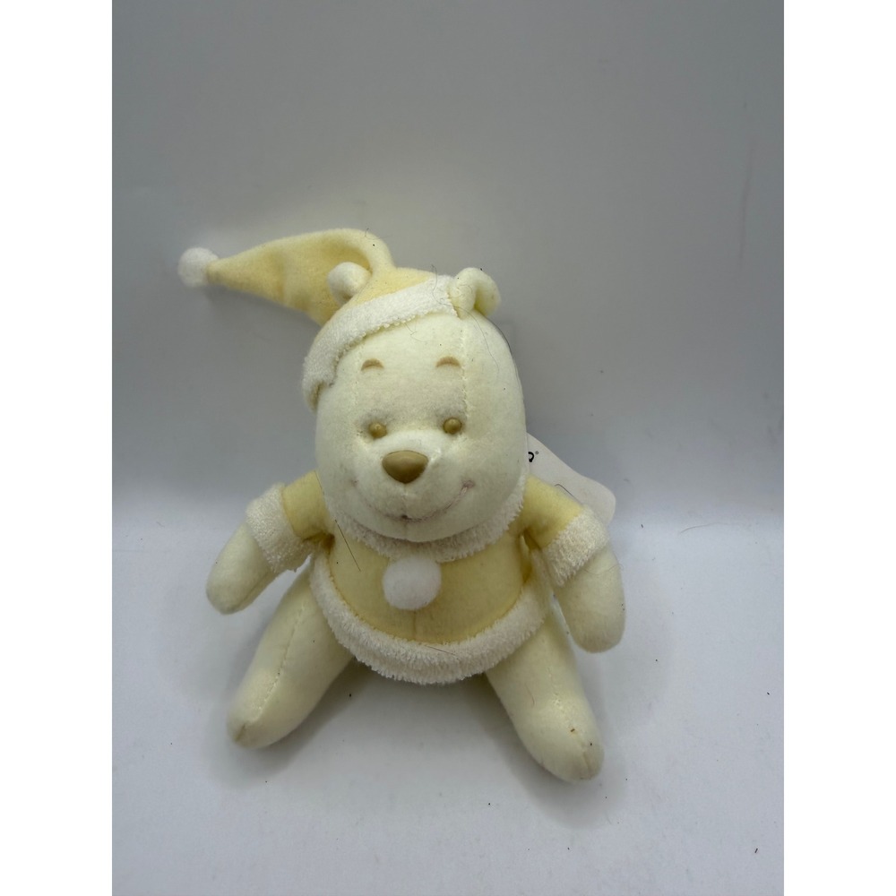 Tokyo Disneyland Winnie the Pooh‎ Christmas Plush Badge Yellow Santa Suit 6.5"